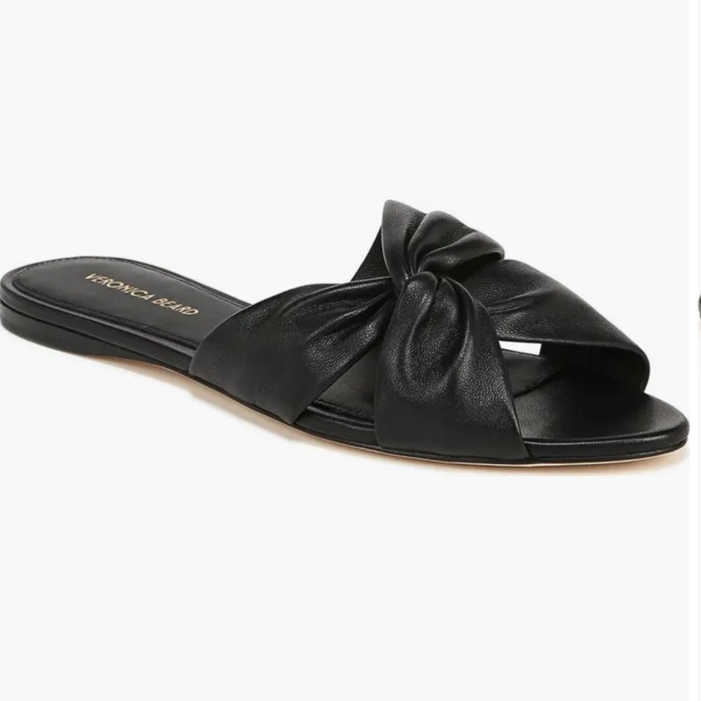Veronica Beard Seraphina  Black Leather Women Slide Size 10